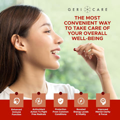 GeriCare tablet in hand, a simple daily supplement for adults.