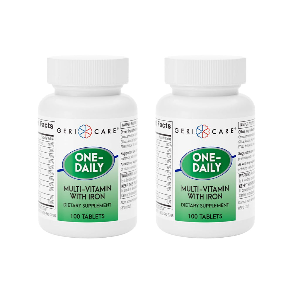 GeriCare One-Daily bottle with iron multivitamin for everyday energy support
