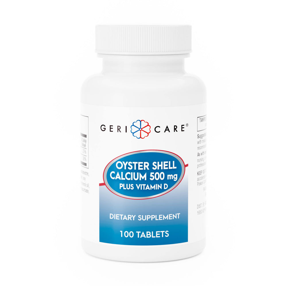 GeriCare oyster shell calcium tablets for daily bone support.