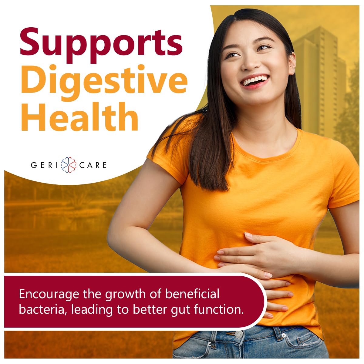 GeriCare gummies displayed on a clean countertop as a vegan fiber option.