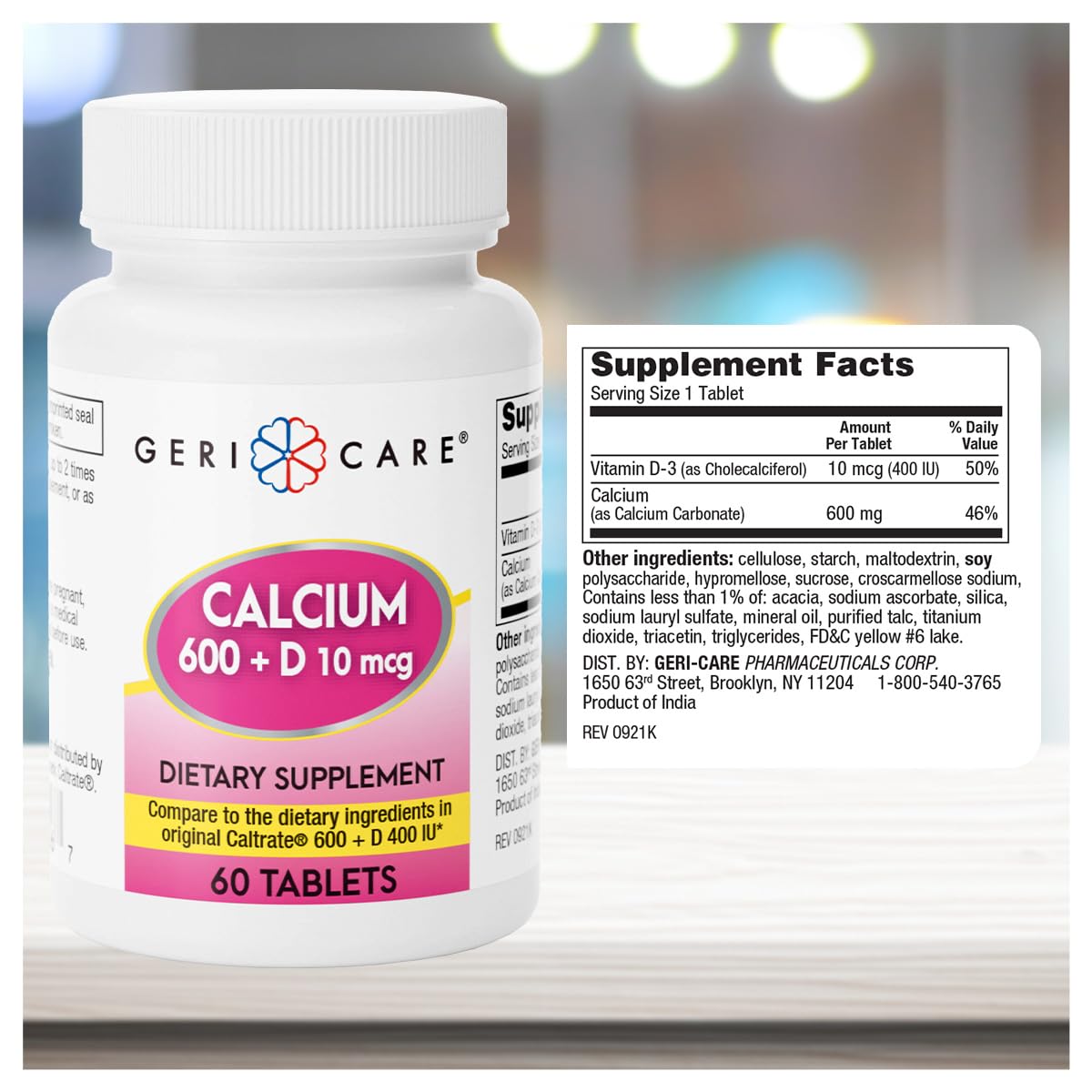 GeriCare tablets in hand easy to swallow daily supplement.