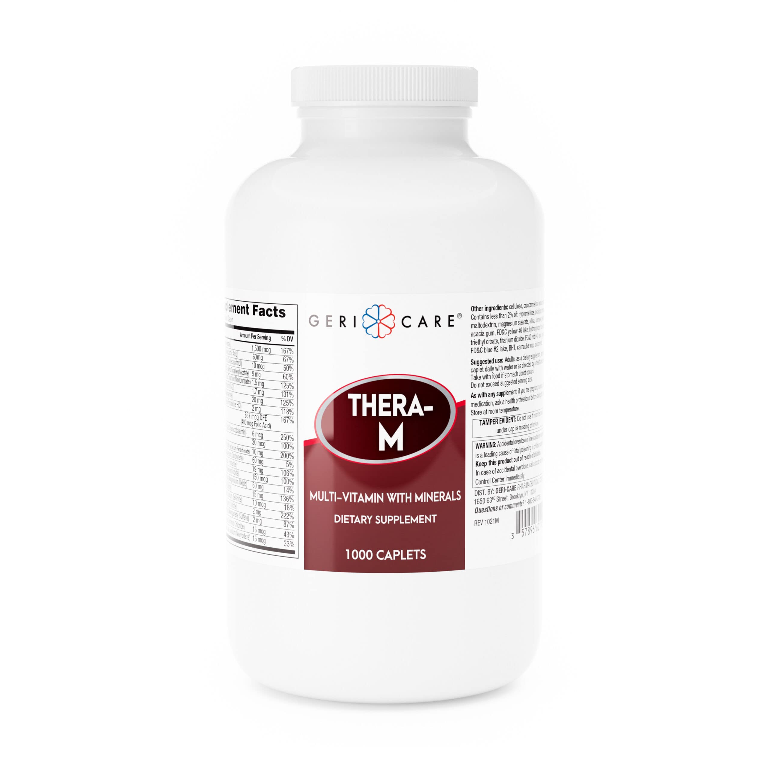 GeriCare Thera M bottle front view highlighting a comprehensive vitamin and mineral blend for daily wellness