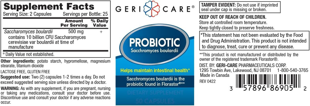 GeriCare Ultimate Probiotic capsules close-up for convenient daily support.