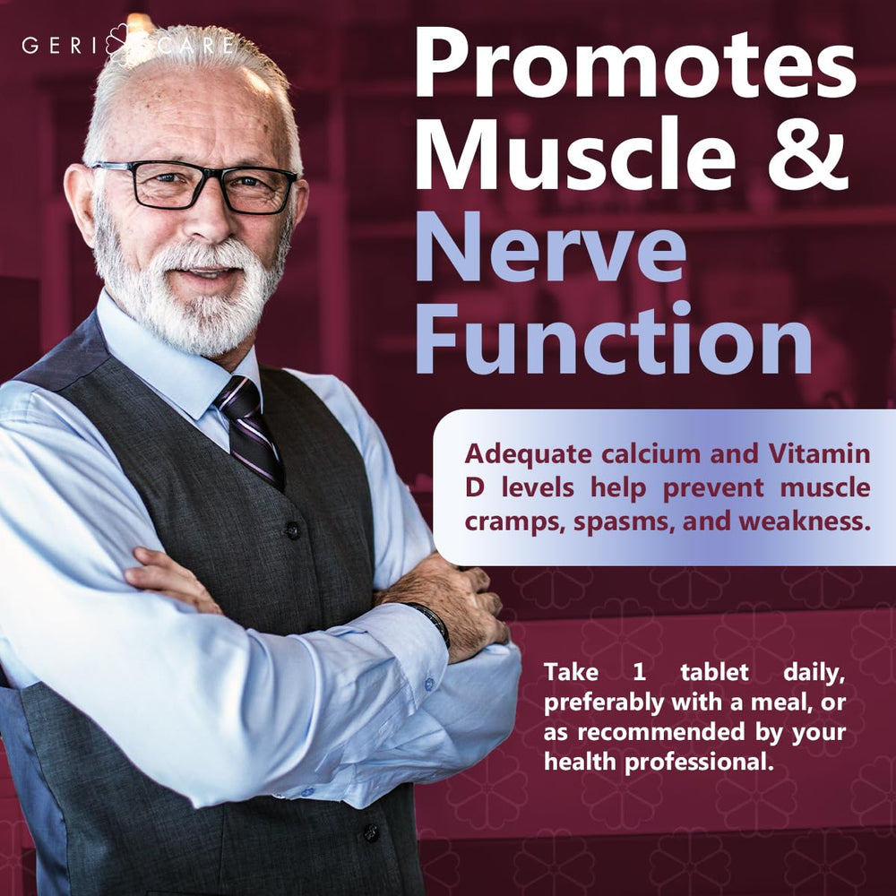GeriCare Vitamin D 50mcg 100-count pack displayed for long-term bone health use.