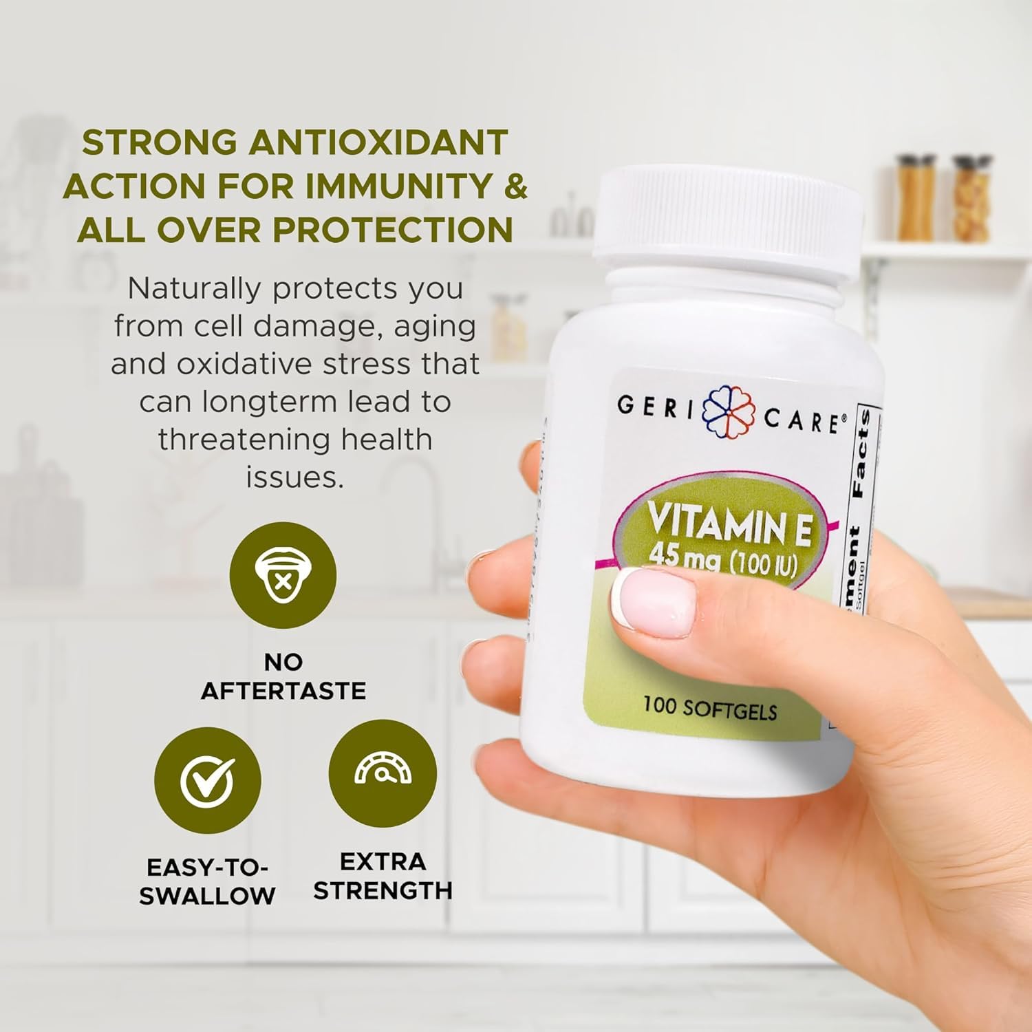 Pouring softgels from bottle illustrates simple daily intake.