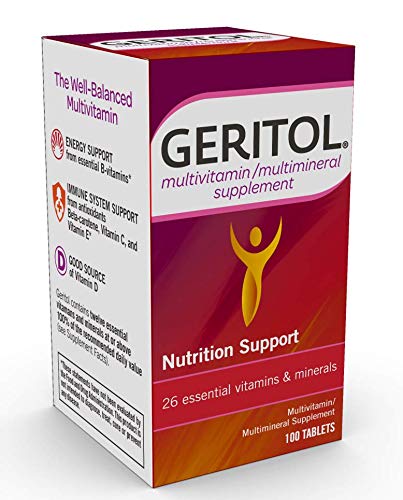 Geritol daily-use scene illustrates a simple one-tablet-per-day routine.
