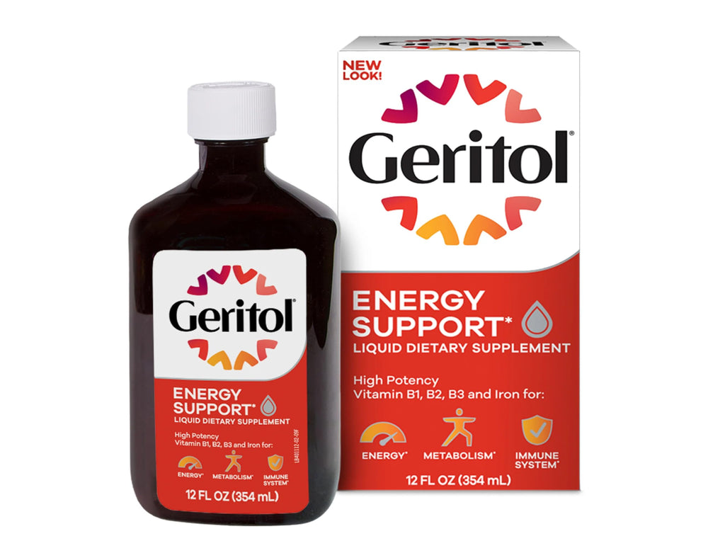 Geritol Liquid Energy ingredients list reveals vitamins and iron components.