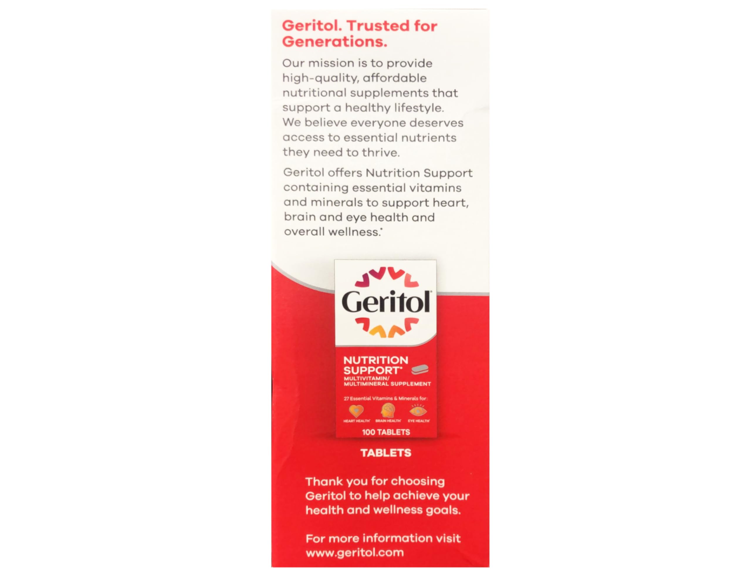 Geritol liquid being poured into a glass highlighting convenient use