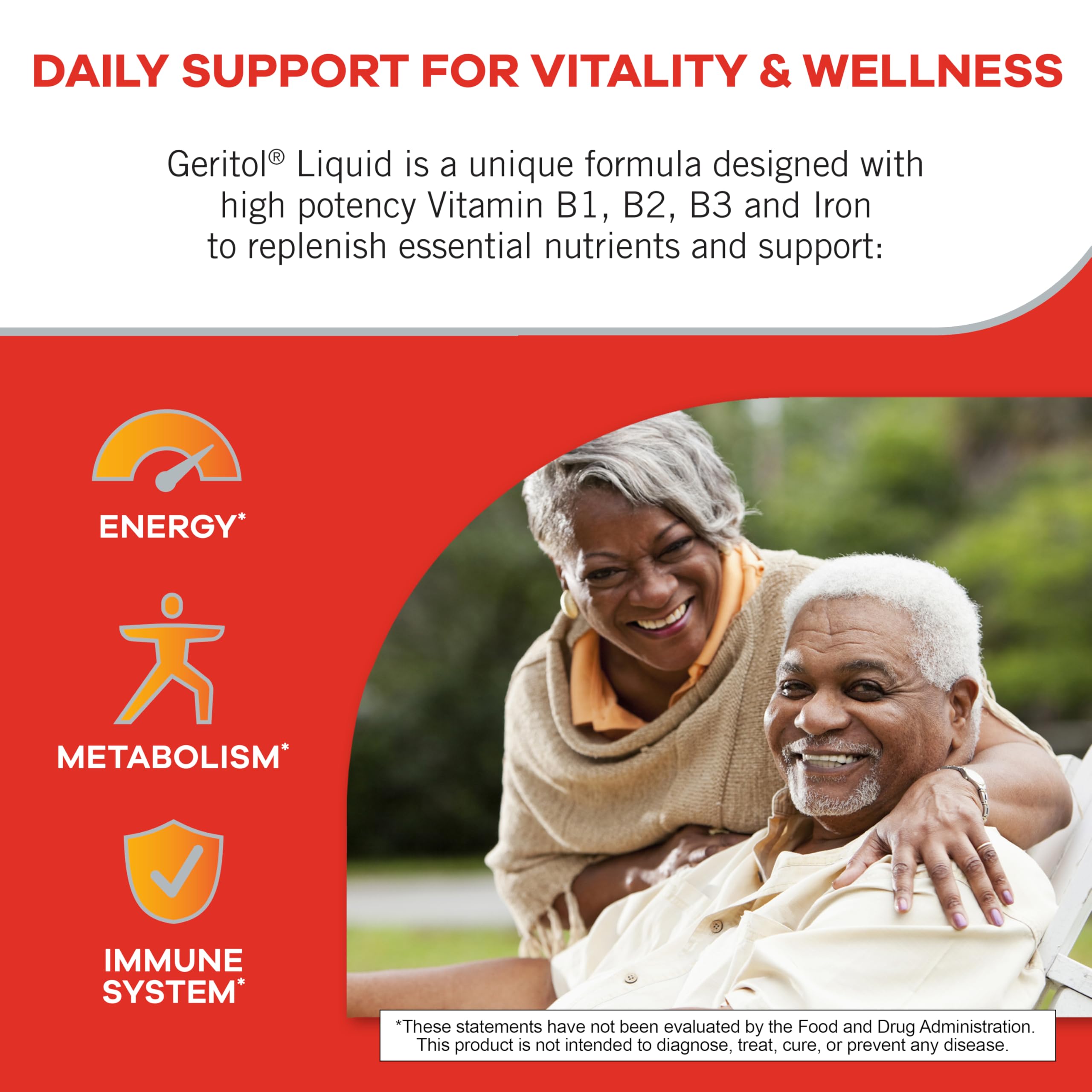 Geritol liquid spoon-dosing demonstrates easy daily iron and vitamin intake