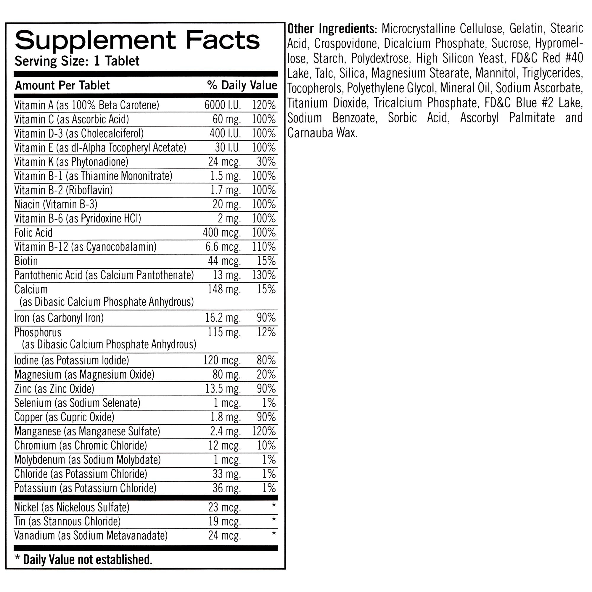 Geritol multivitamin bottle side view suggests easy, once-daily use.