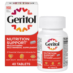 Geritol multivitamin tablet close-up showing daily energy support.