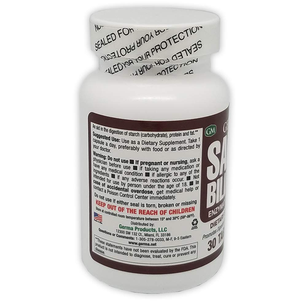 Germa Bile Salts tablet close-up highlights vitamin absorption benefits.