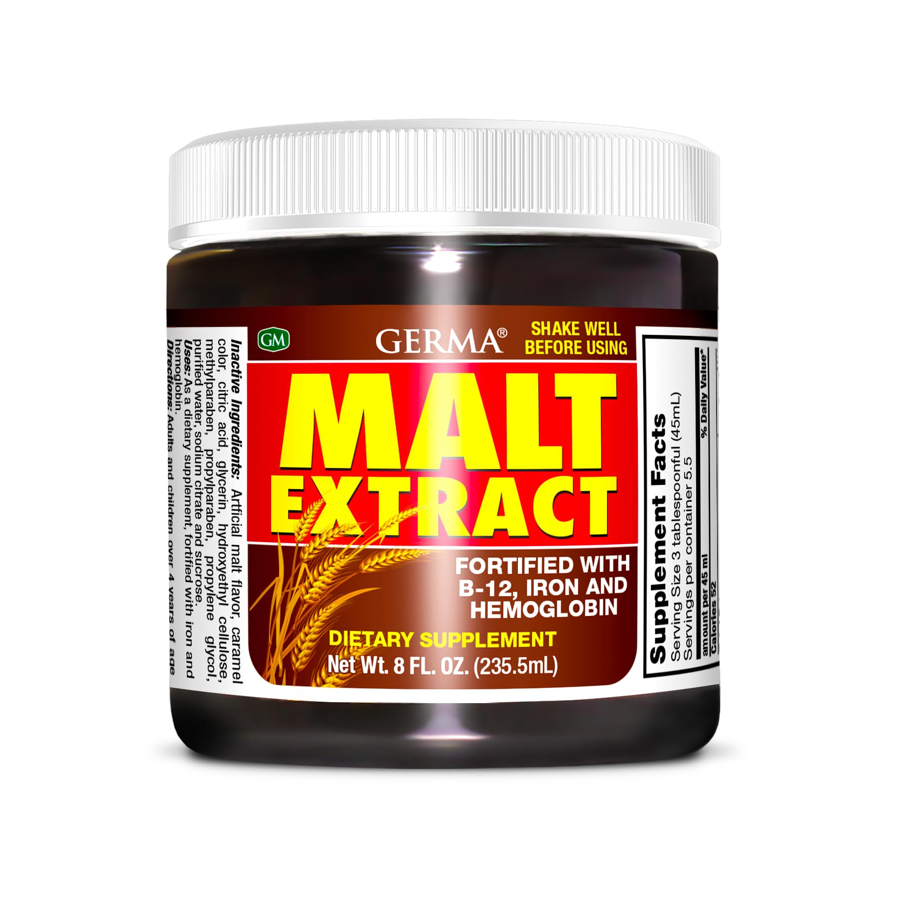Germa malt extract on kitchen counter suggesting convenient everyday supplementation.