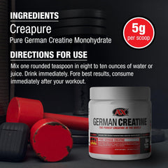 German Creatine dissolving in water for quick, smooth mixing.
