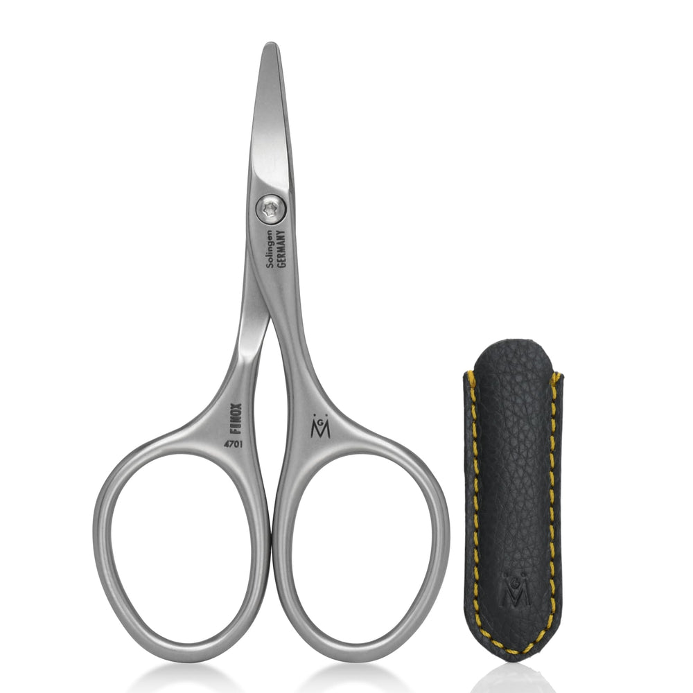 GERMANIKURE Rounded Safety Nail Scissors with leather case for gentle trimming