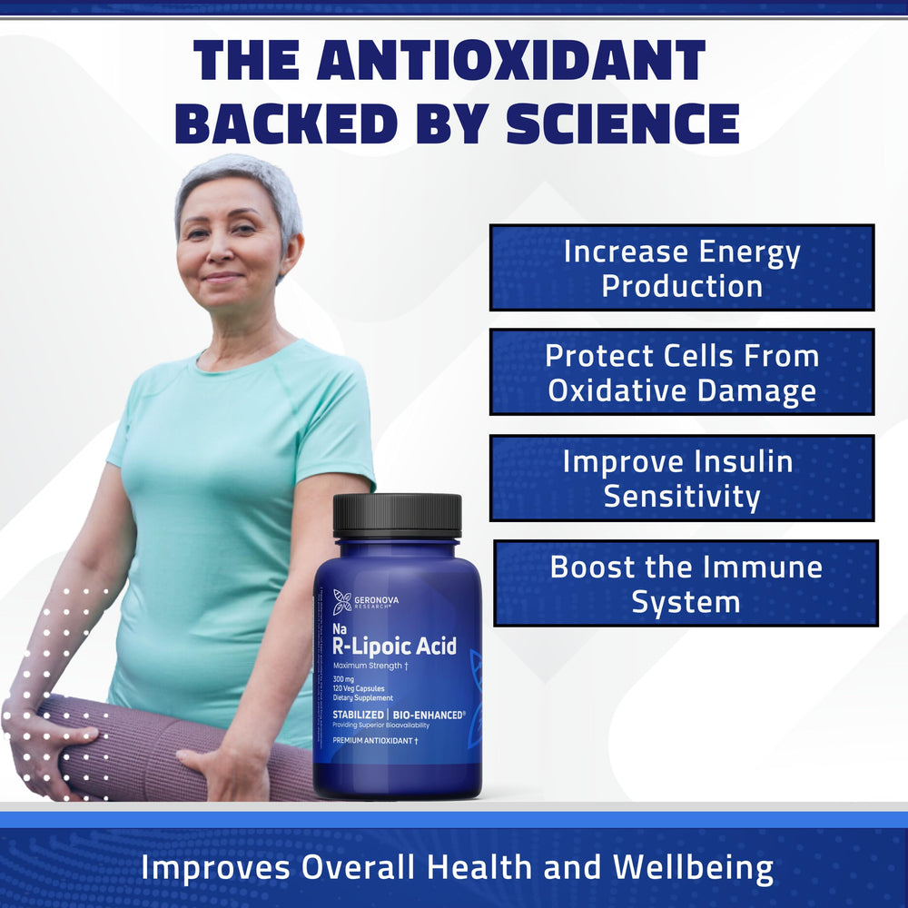 Geronova Research label close-up highlights 300 mg potency for antioxidant support