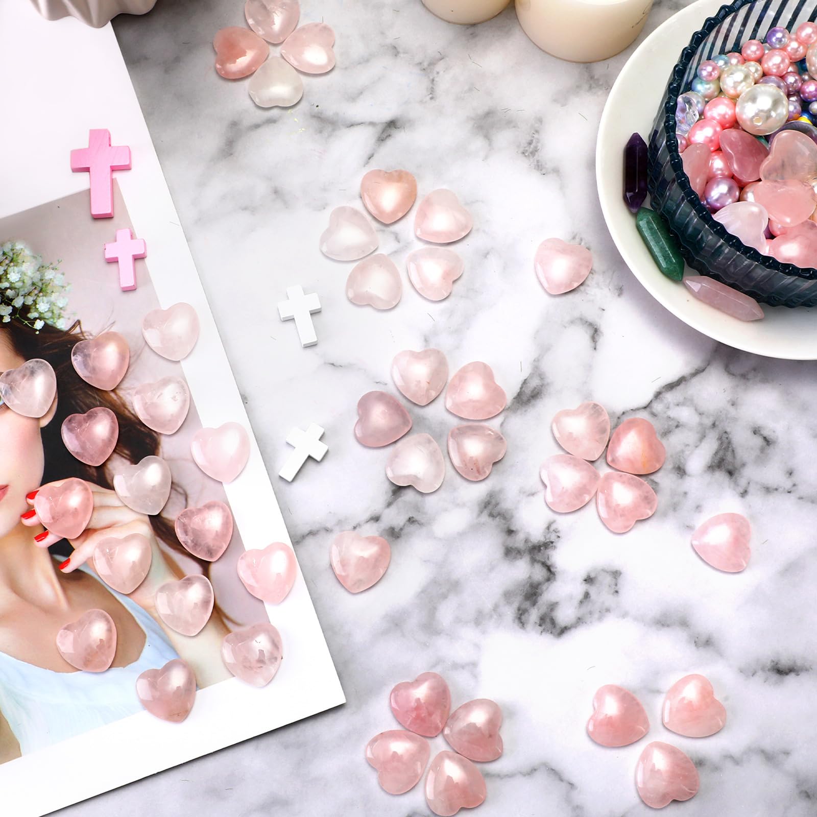 Gerrii bulk pack of rose quartz hearts for versatile gifting.
