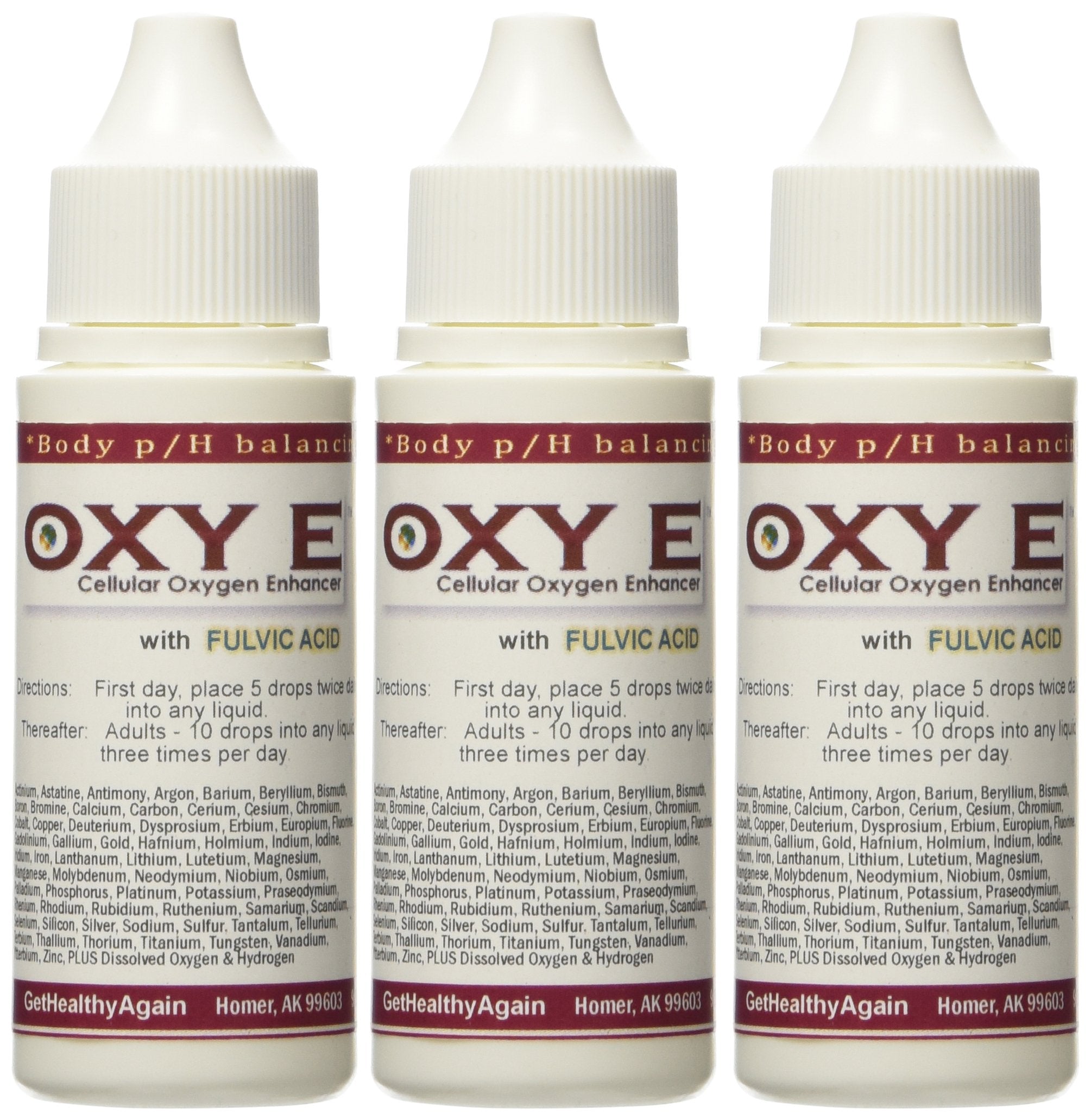 Get Healthy Again Oxy E 3 Pack drops: easy cellular oxygen support in drop form