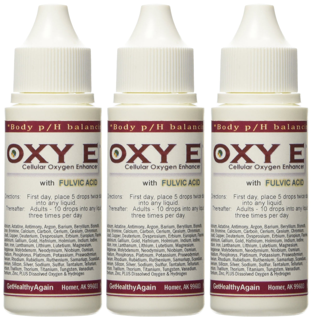 Get Healthy Again Oxy E 3 Pack drops: easy cellular oxygen support in drop form
