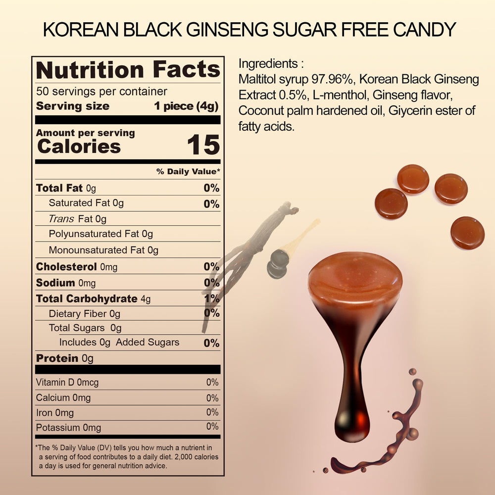 GeumHeuk Black Ginseng Candy ingredients panel notes no corn syrup