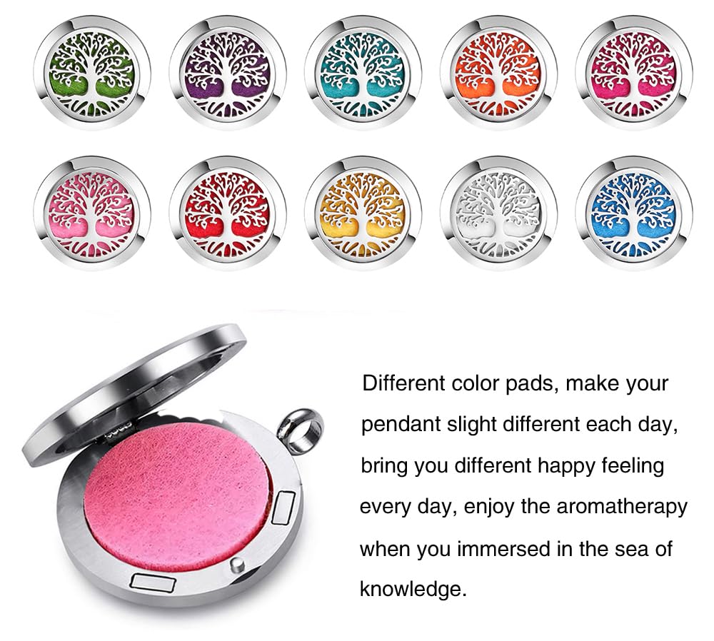 GFONDINGD Tree of Life diffuser pendant worn as stylish aromatherapy accessory