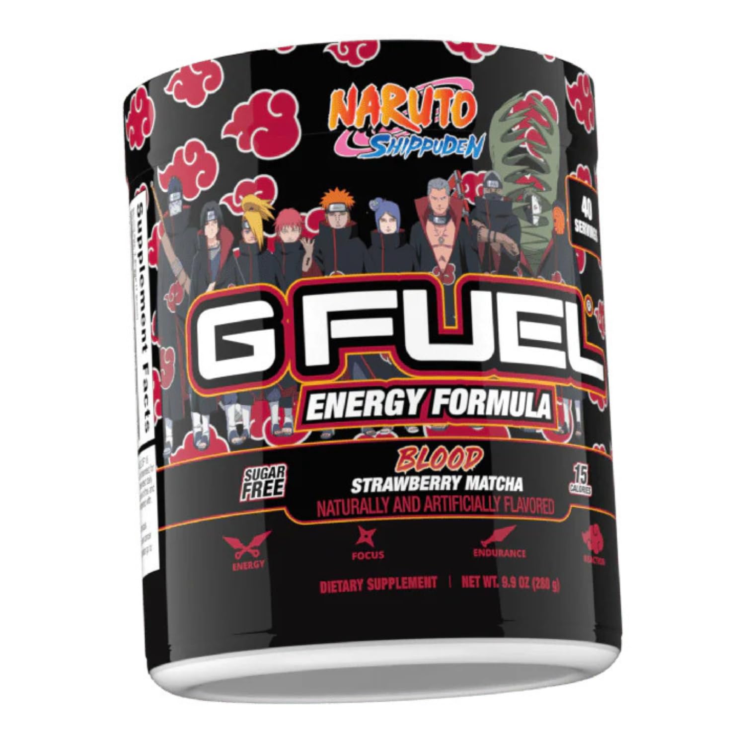 G Fuel Akasuki Blood Energy Powder packaging highlights 40 servings and a sugar-free energy option for gaming