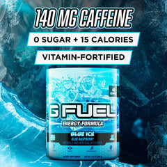 G Fuel Blue Ice ready glass shows a refreshing, sugar-free energy for focused play