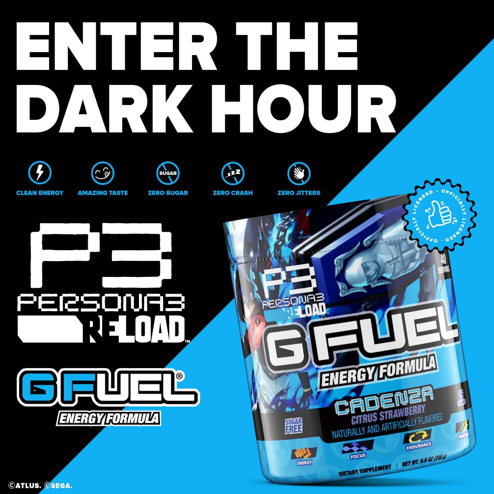 G Fuel Cadenza Citrus Strawberry drink emphasizes refreshing flavor and clean energy.