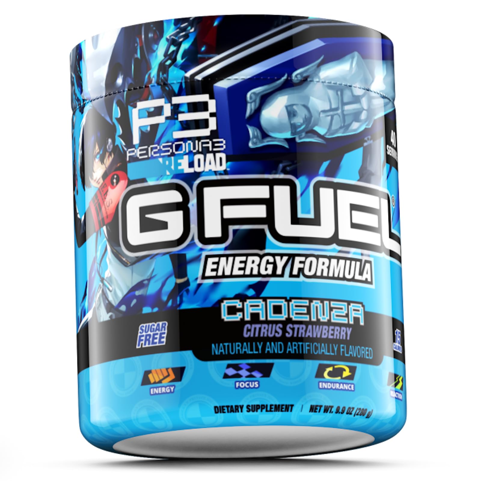 G Fuel Cadenza nutrition facts label highlights antioxidants and vitamins.