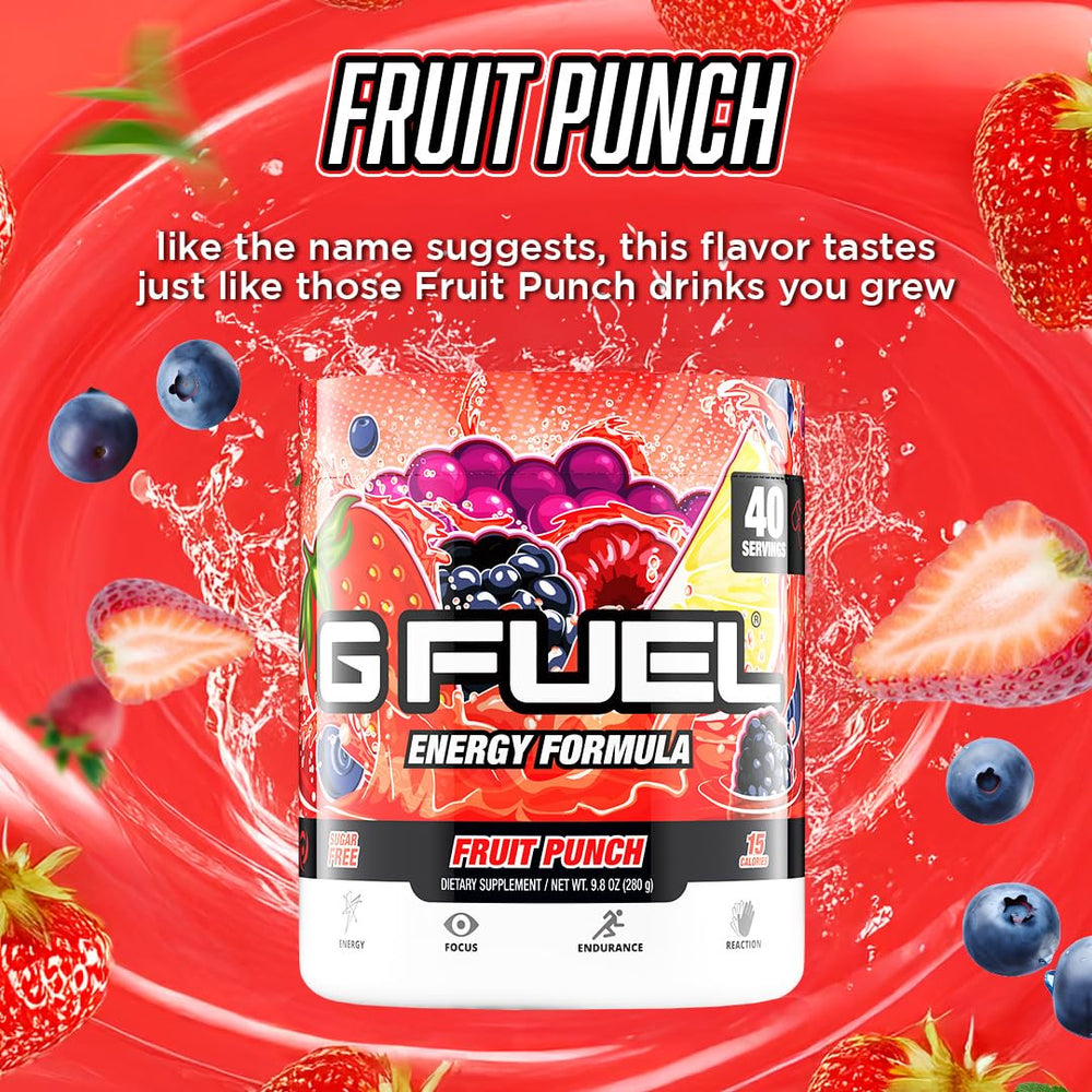 G Fuel Fruit Punch on a gaming setup for long sessions