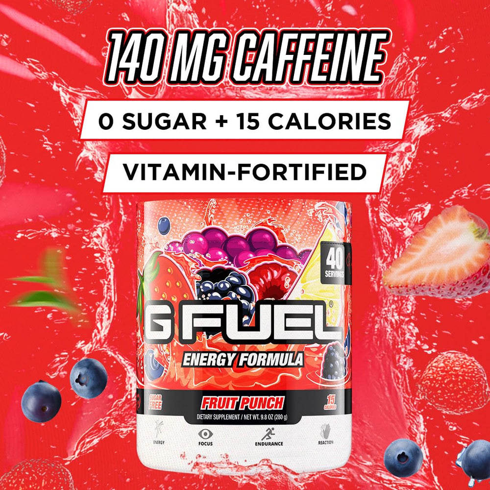 G Fuel Fruit Punch powder scoop for quick mix and focus
