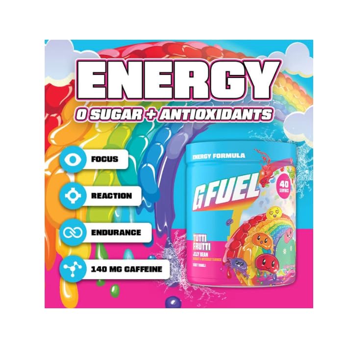 G Fuel Tutti Frutti shaker with powder ready for focus boost.