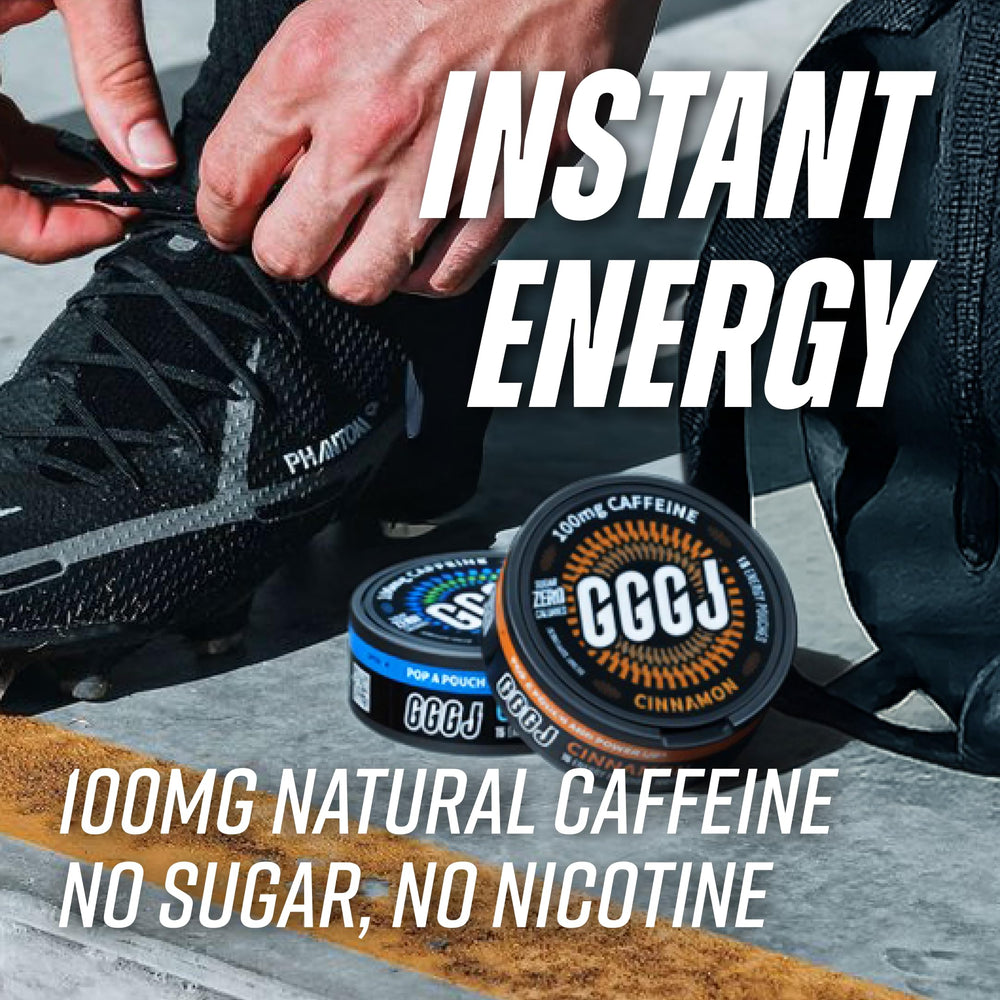 GGGJ Nicotine-free pouch alternative highlighting tobacco-free energy.