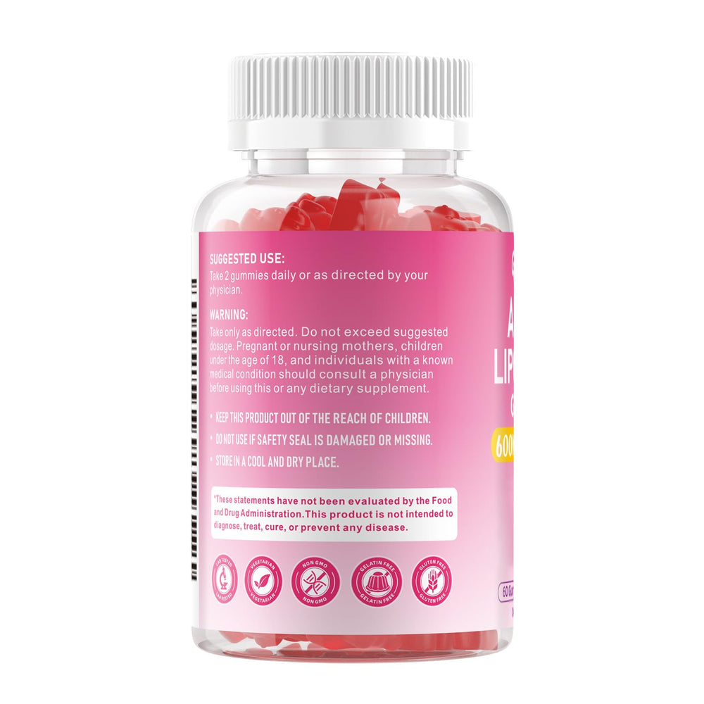 GGMMUU Alpha Lipoic Acid Gummies bottle on countertop for quick wellness boost.