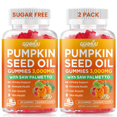 GGMMUU pumpkin seed oil gummies bottle front reveals raspberry flavor for daily wellness