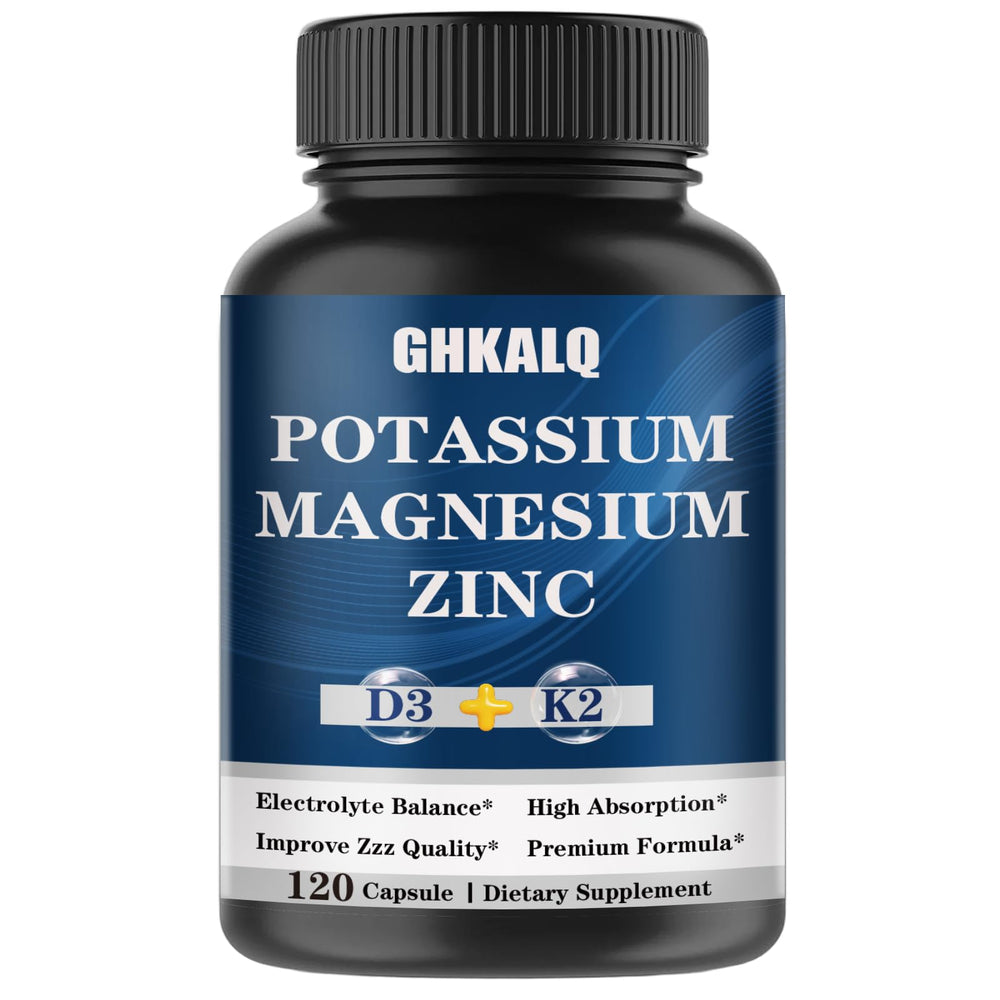 GHKALQ bottle showing potassium magnesium zinc D3 K2 for daily electrolyte balance.