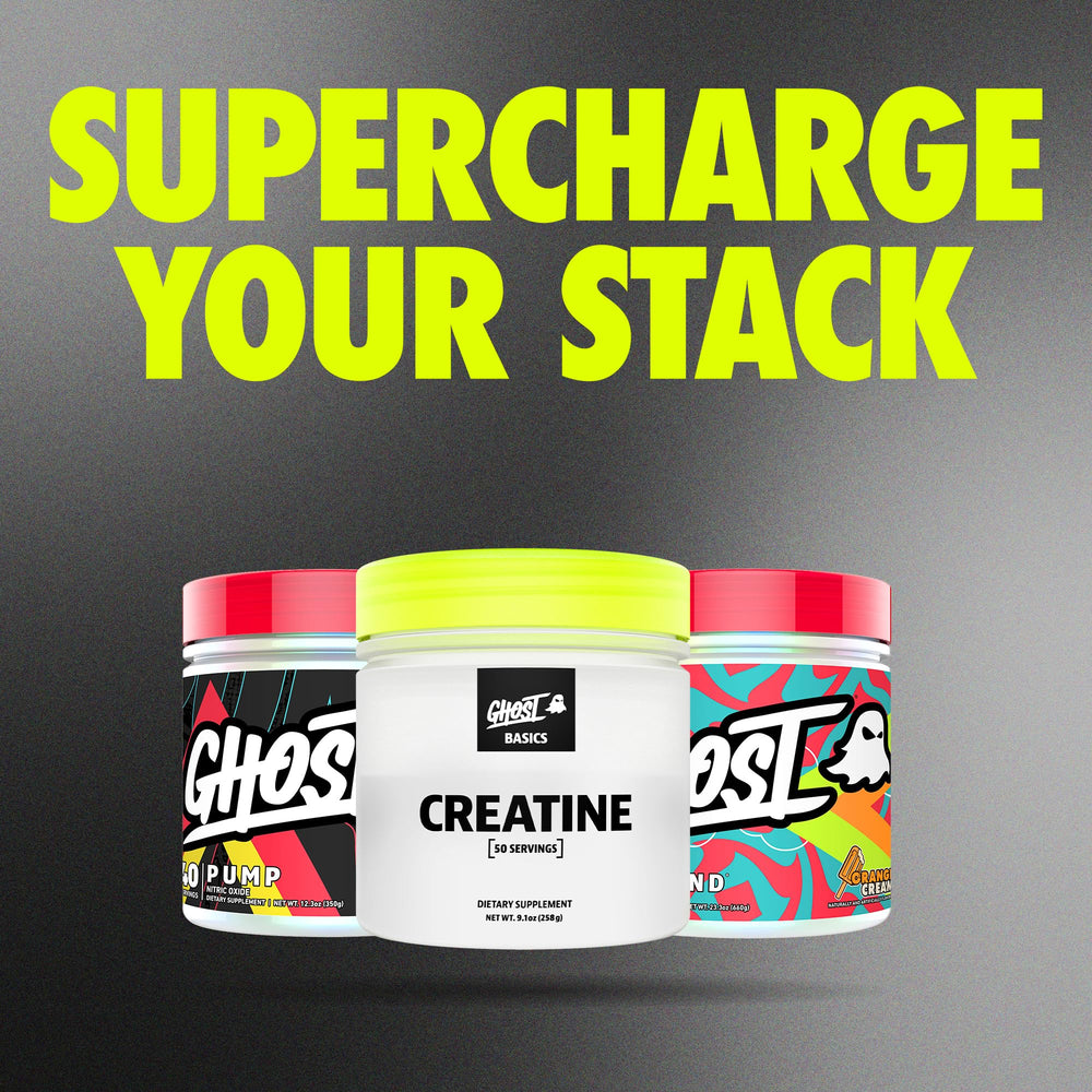 Ghost Basics Creatine powder transparent label clearly showing ingredients and doses.