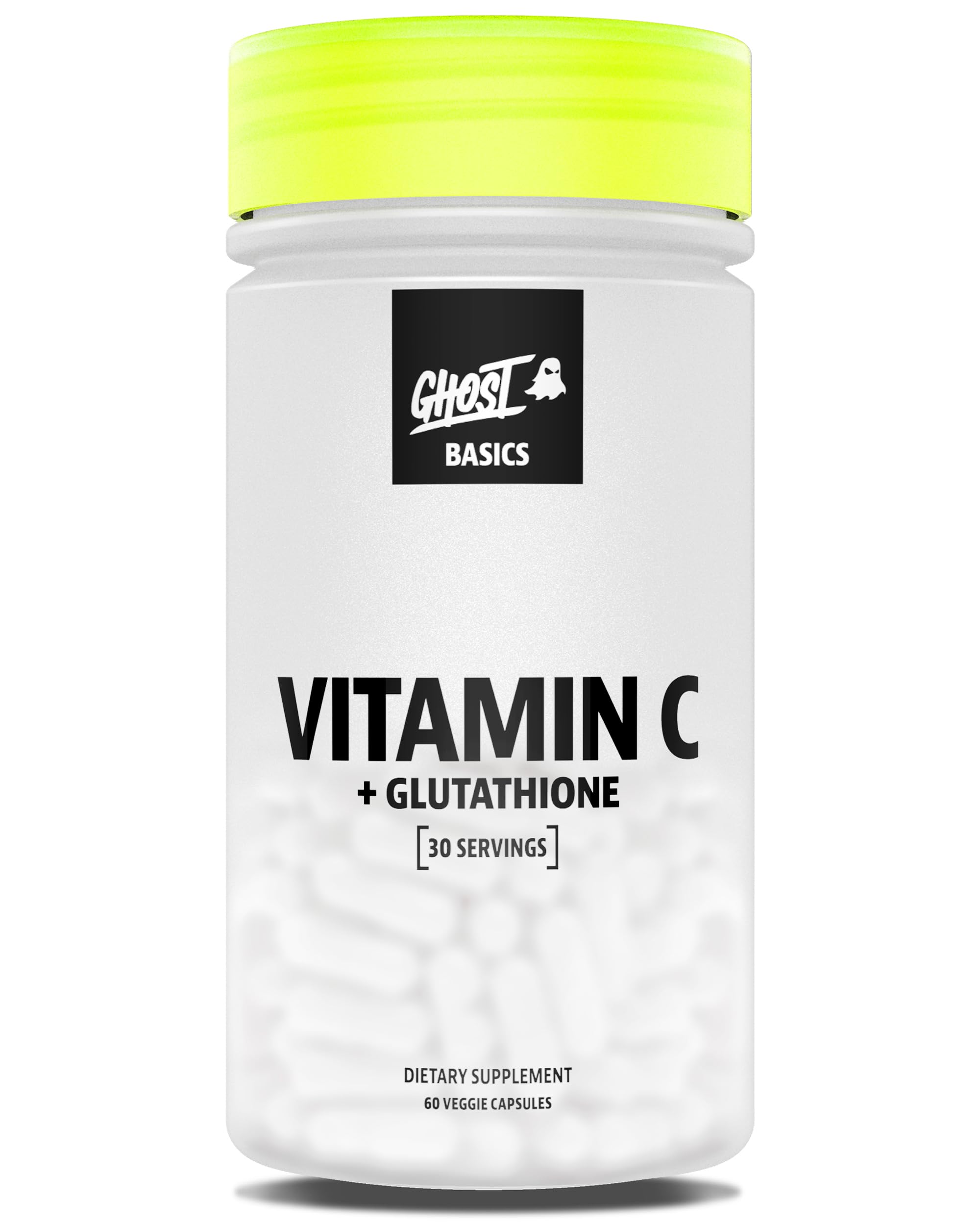 GHOST Basics bottle pour with two-capsule serving for daily immune support