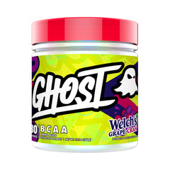 GHOST BCAA powder bottle pouring for a refreshing post-workout amino drink