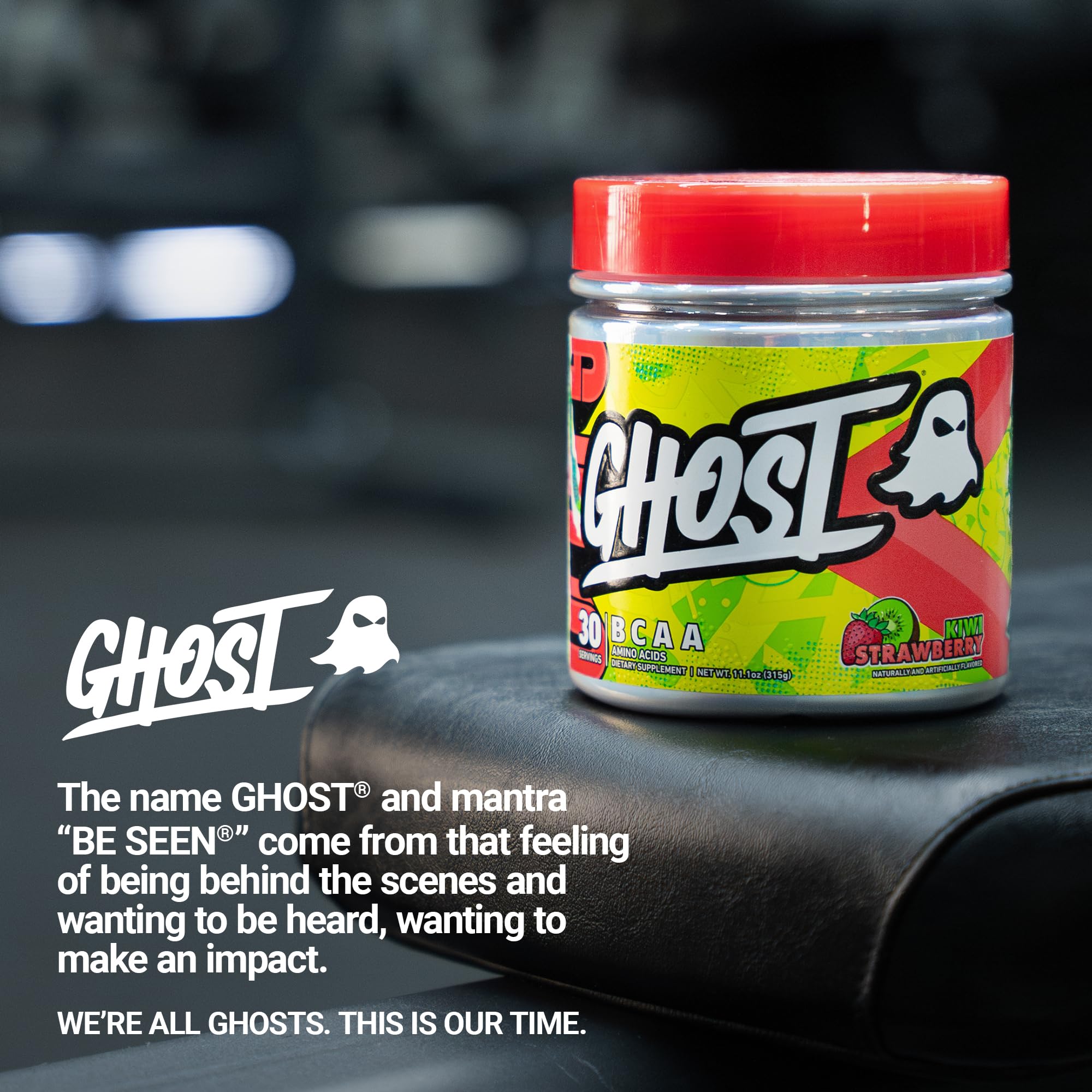 GHOST BCAA vegan-friendly seal signals allergy-conscious choice.