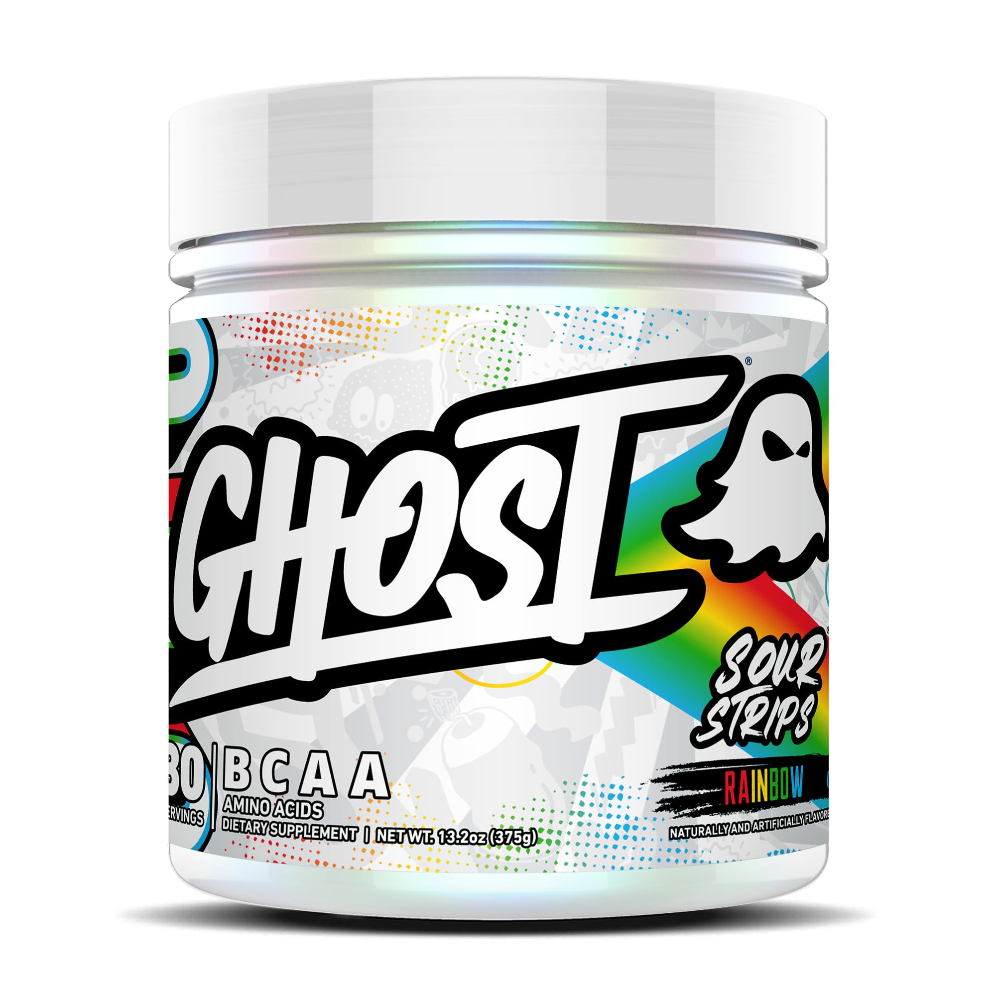 GHOST BCAA Sour Strips bottle highlights a sugar-free intra-workout option