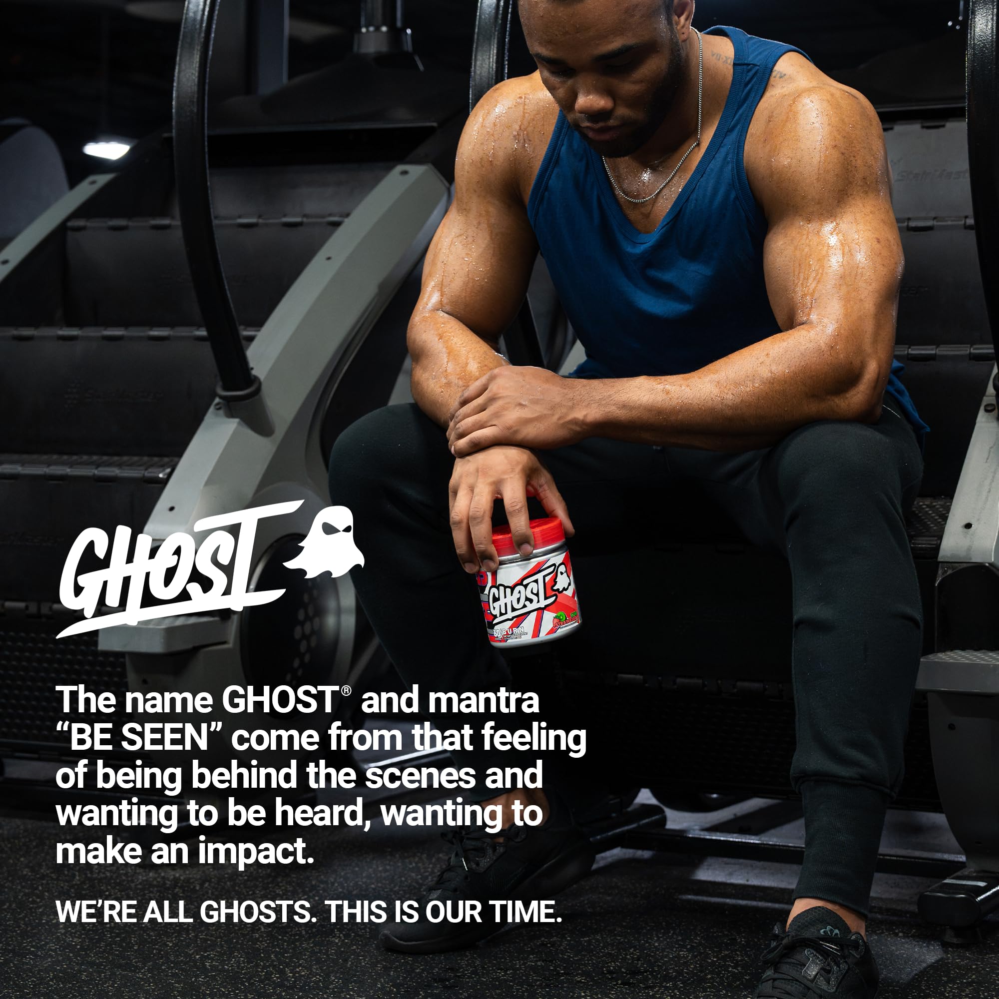 GHOST Burn Be Seen lifestyle image suggests focused training sessions.