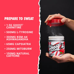 GHOST Burn ingredient label close-up shows transparent dosing for trust.