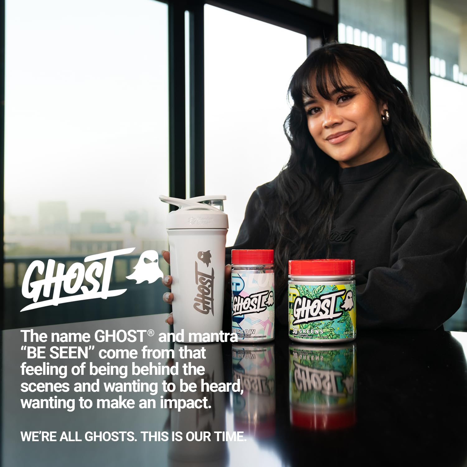GHOST Glow back-label confirms vegan, gluten-free, soy-free, and sugar-free status.