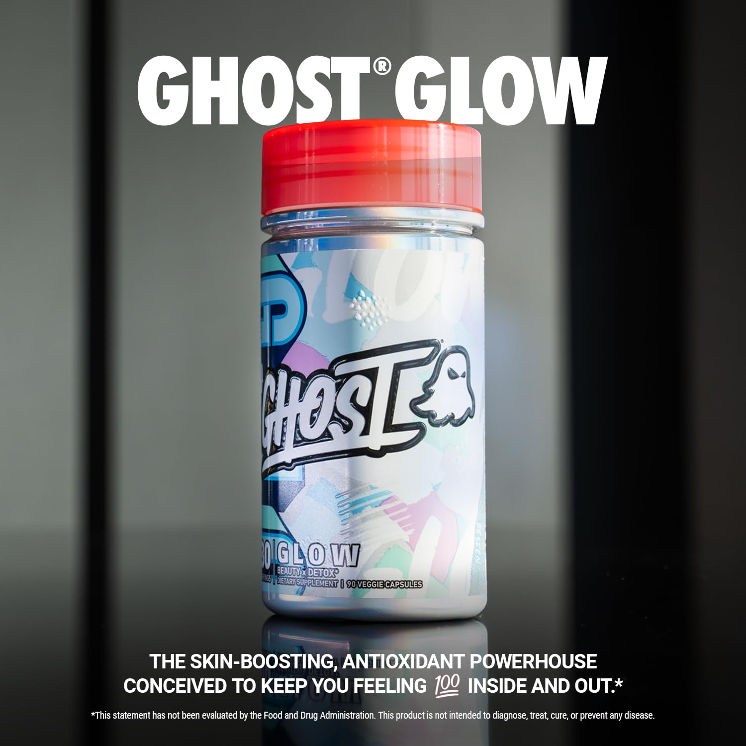 GHOST Glow label transparent reveals precise dosages for informed daily use.