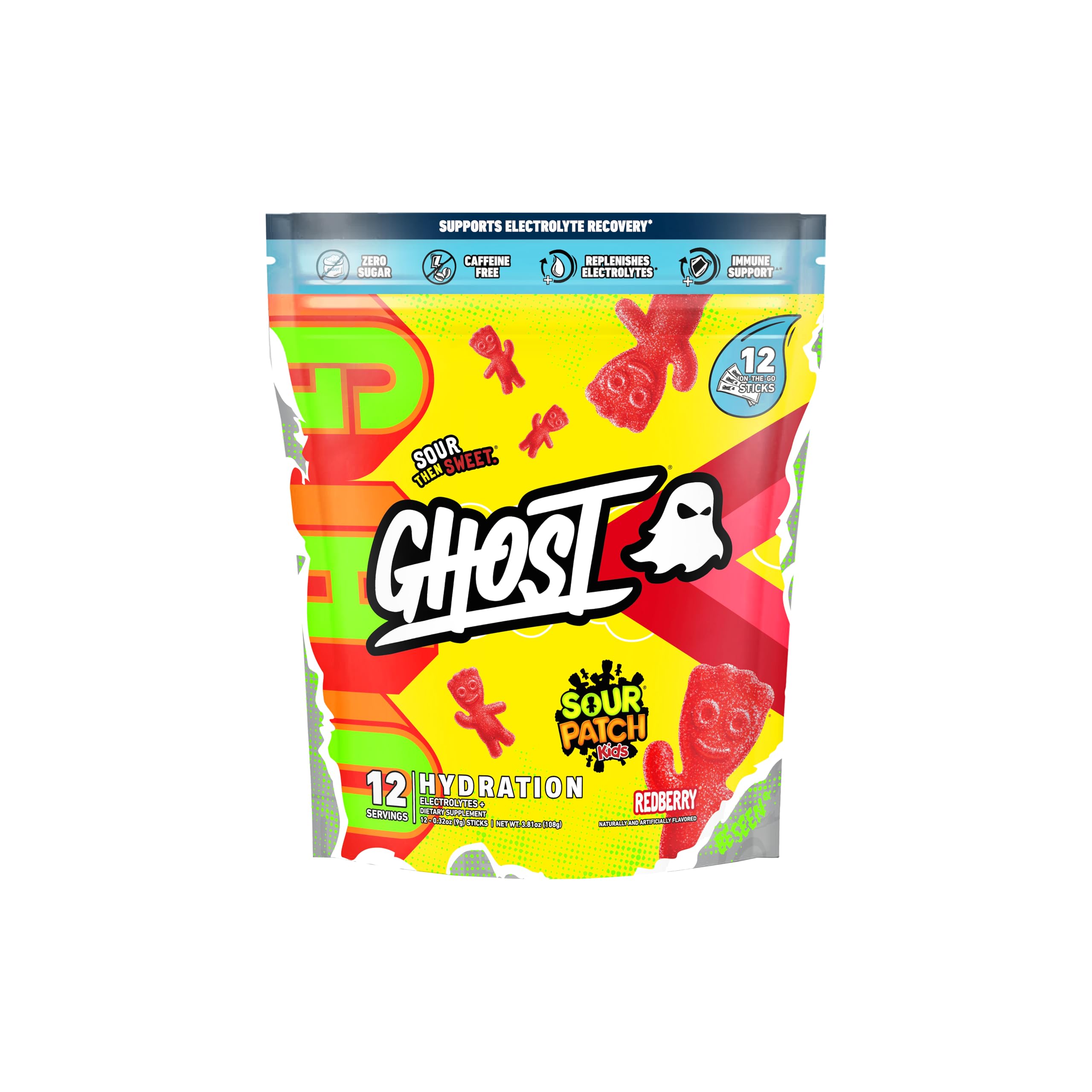 Ghost Hydration Sour Patch Kids Redberry stick ready for an electrolyte boost