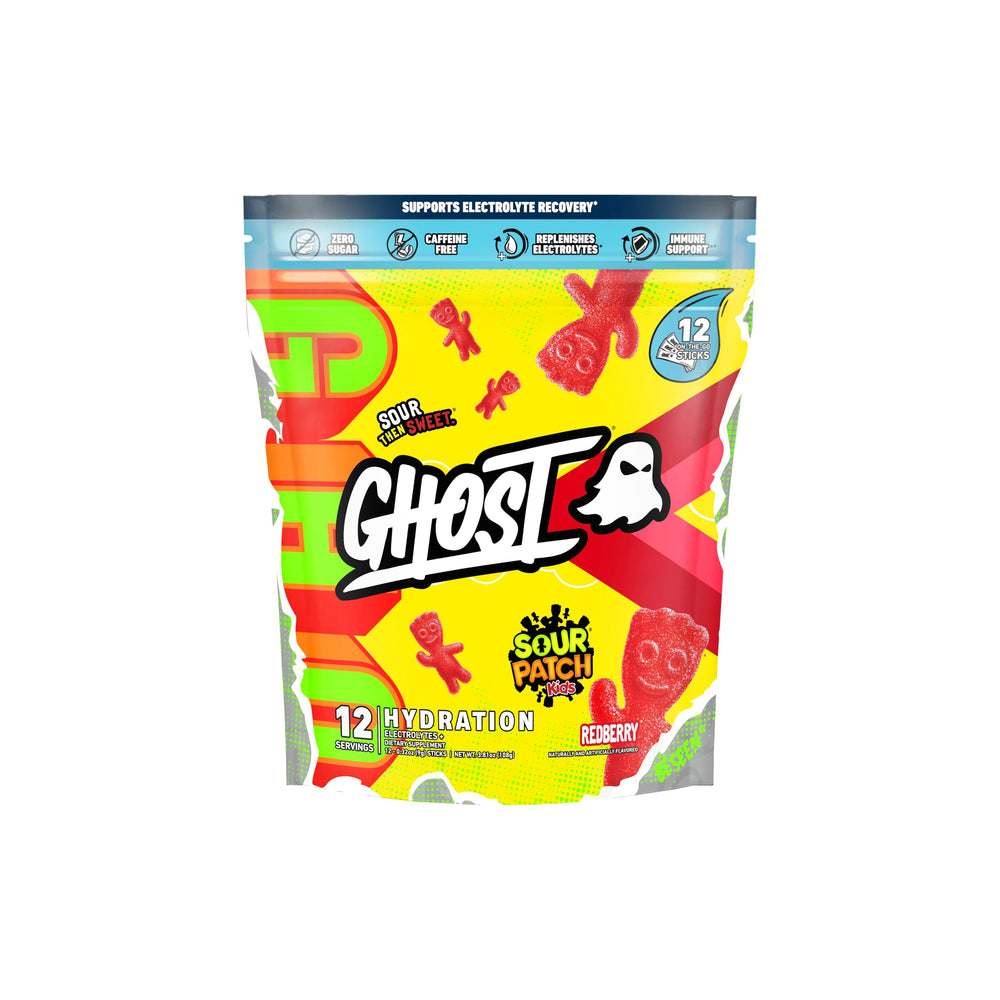 Ghost Hydration Sour Patch Kids Redberry stick ready for an electrolyte boost