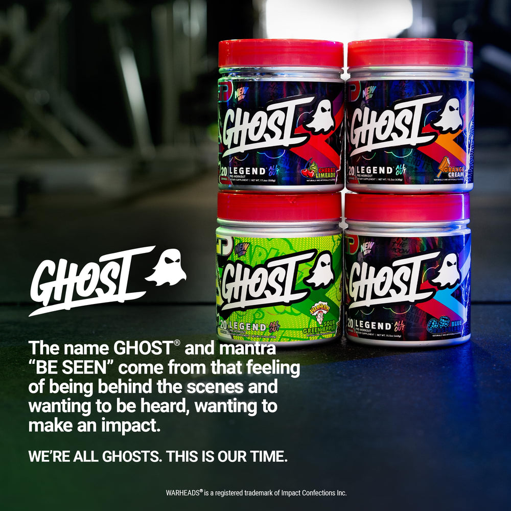 GHOST brand logo and Legend All Out packaging convey premium quality.
