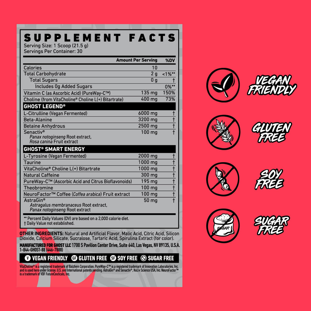 GHOST Legend blue raspberry bottle beside glass suggests easy pre-workout mix.
