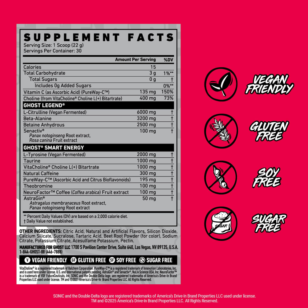 GHOST Legend Cherry Limeade dissolves in a glass for a refreshing energy drink